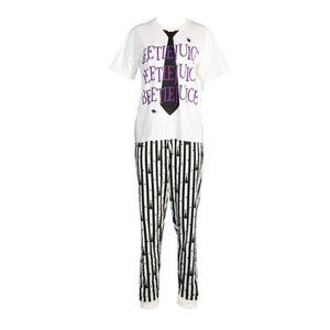 Beetlejuice Womens/Ladies Pajama Set / White/Black